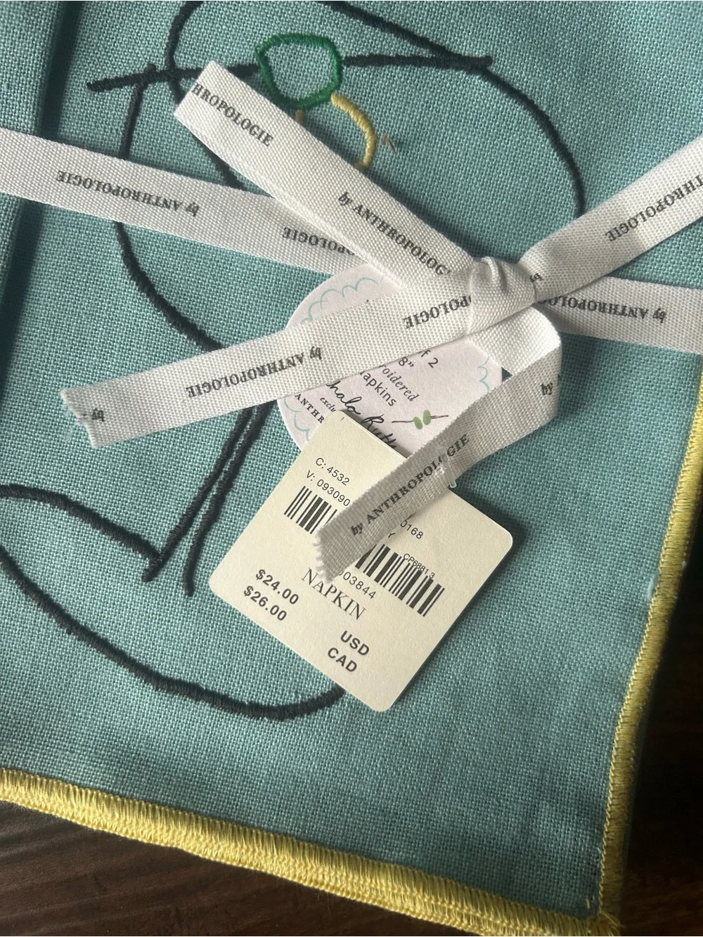 Phthalo Ruth Cotton Napkins, Set of 2 - Anthropologie